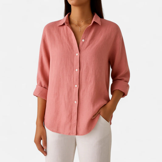 Old Monarchy | Women’s Linen Long Sleeve Blouse – Premium Lightweight Elegance for Refined Casual & Everyday Grace